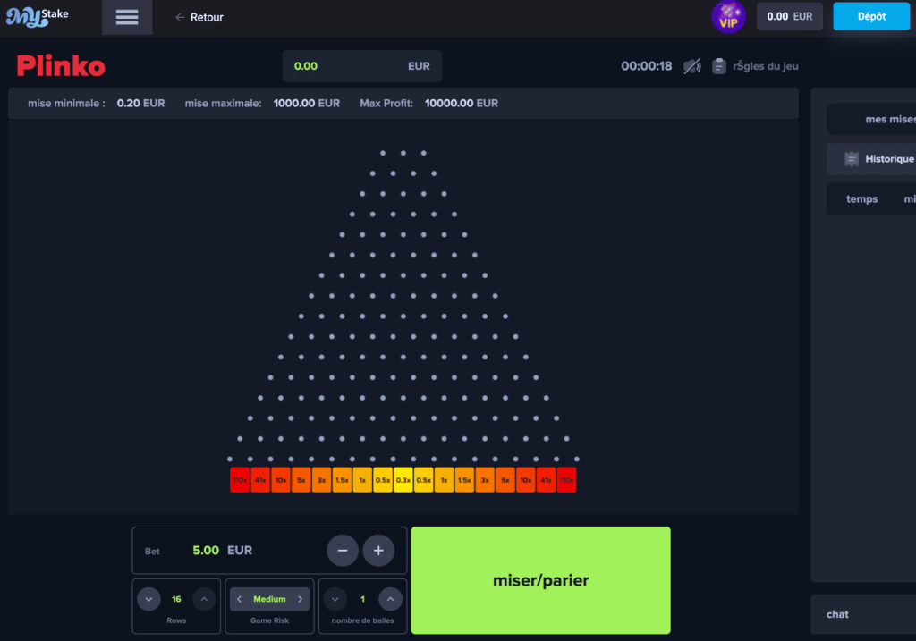 Plinko jeux Mystake